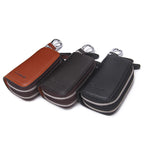 CONTACT'S Genuine Leather Car Key Wallets Fashion Key Holder Housekeeper Keys Organizer Double Zipper Keychain Case Key Pouch