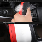 SEAMETAL Leather Car Steering-wheel Cover 38CM Car Sport Style Auto Steer Wheel Covers Anti-Slip Anti Scratch Steering Cover CM World