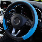 SEAMETAL Leather Car Steering-wheel Cover 38CM Car Sport Style Auto Steer Wheel Covers Anti-Slip Anti Scratch Steering Cover CM World