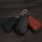 CONTACT'S Genuine Leather Car Key Wallets Fashion Key Holder Housekeeper Keys Organizer Double Zipper Keychain Case Key Pouch