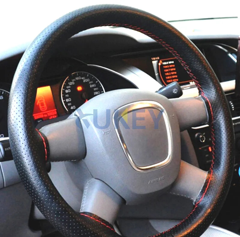 DIY PU Leather Auto Car Steering Wheel Cover Hand Sewing Hand-stitched With Thread Needle 38cm Breathable Steering Wheel Covers