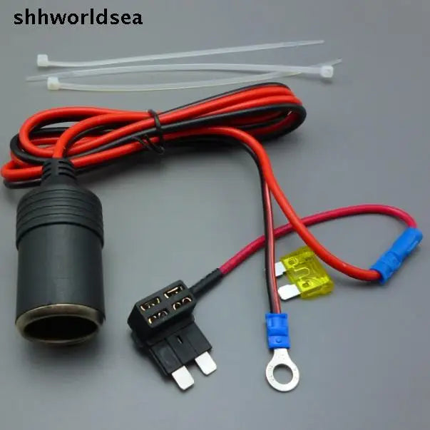 shhworldsea 1/5/50/100PCS 1M 1.5mm2 mid Car Cigarette connector Lighter socket DC12V 24V Extension ATC standard Fuse Tap Holder