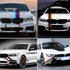 runmade Car Auto Hood Roof Fender M-Colored Power Flag Stripe Sticker Decal For BMW 1 2 3 4 5 7 Series Q5 Q7 X1 X3 Car Mobile World