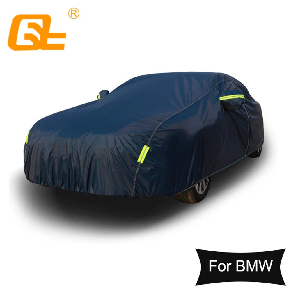 210T Universal Dark Blue Full Car Cover Outdoor Snow Ice Dust Sun UV Shade Cover For BMW 3 Series 5 Series M3 M4 X3 X5 X1
