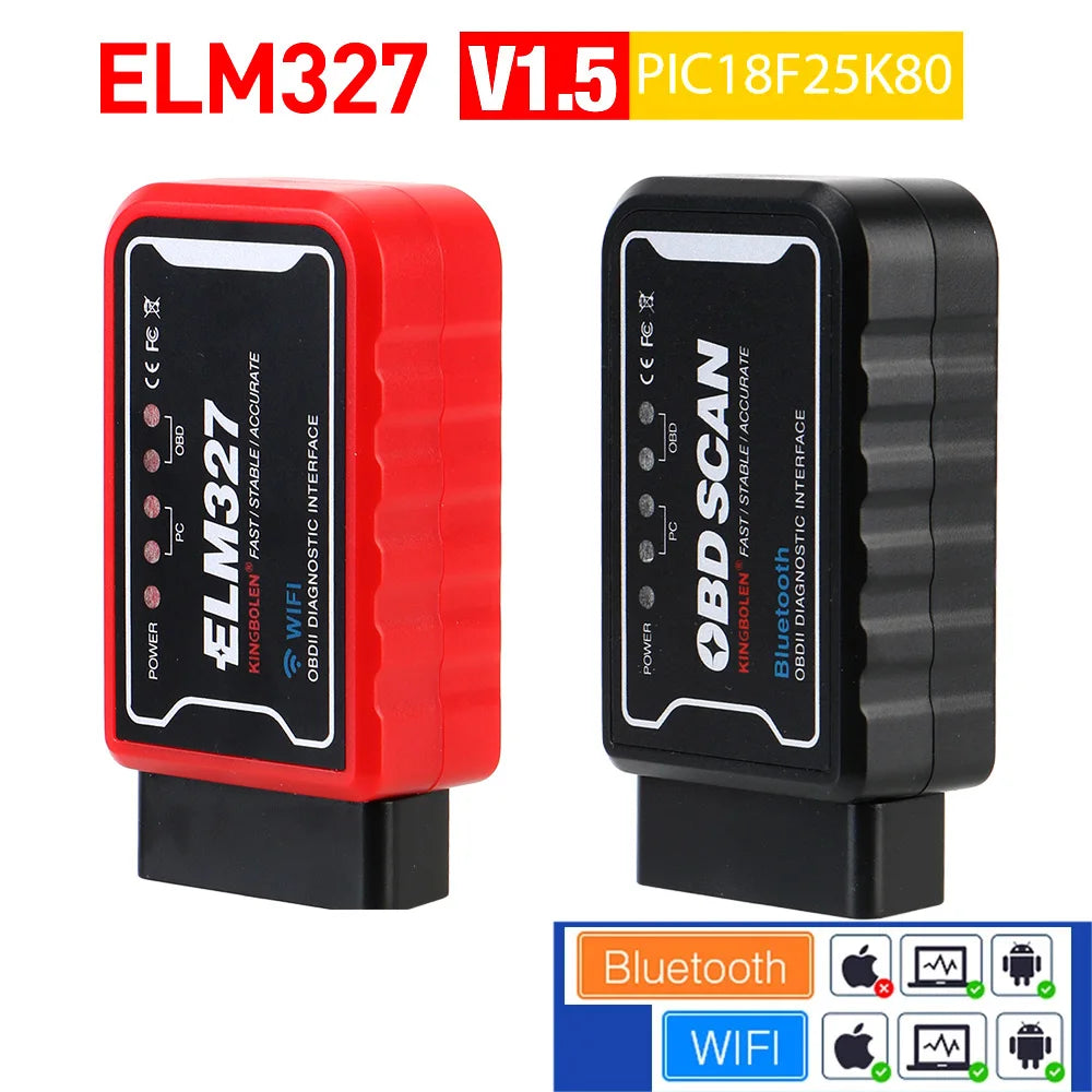 ELM327 WiFi Bluetooth V1.5 PIC18F25K80 Chip OBDII Diagnostic Tool ELM 327 ICAR2 OBDSCAN OBD2 Code Reader Scanner Car Accessories Car Mobile World