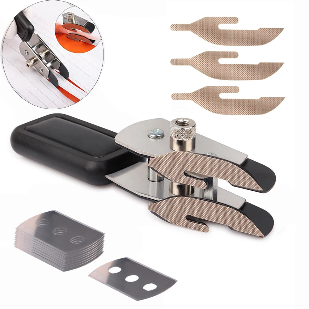 FOSHIO Double-Blade Vinyl Cutting Knife Carbon Fiber Car Wrap Film Cutter with 10pcs Spare Blades Wallpaper Sticker Slitter Tool