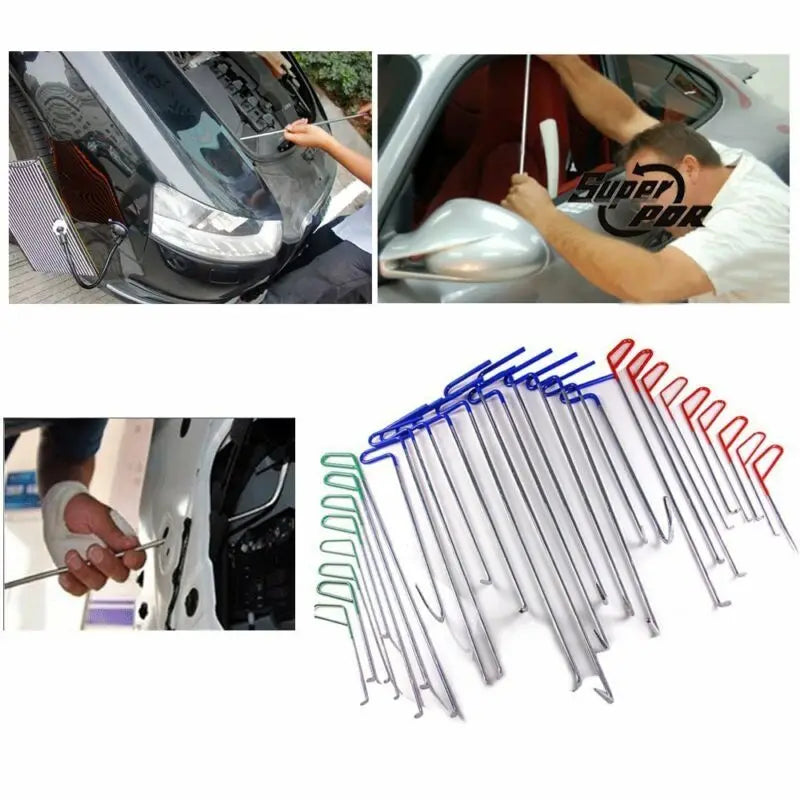 PDR Car Dent Repair Tools Kit LED Line Board Crowbars Rubber Hammer Pump Wedge Dent Removal Lifter Induction Heater Hand Tool Ki