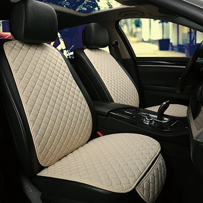 Universal Car Seat Cover Protector Linen Front Rear Back Flax Summer Cushion Pad Mat Sedan Suv Pick-up Car Interior Accessories CM World