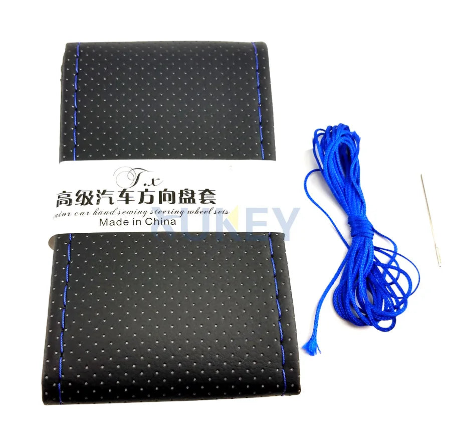 DIY PU Leather Auto Car Steering Wheel Cover Hand Sewing Hand-stitched With Thread Needle 38cm Breathable Steering Wheel Covers