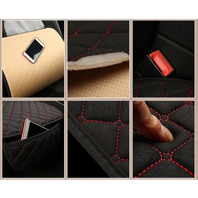 Universal Car Seat Cover Protector Linen Front Rear Back Flax Summer Cushion Pad Mat Sedan Suv Pick-up Car Interior Accessories CM World