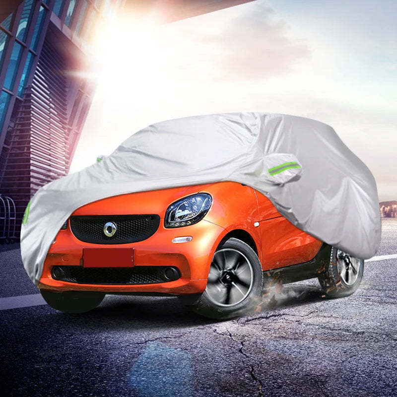 Car Styling Waterproof Full Car Covers Clothes Outdoor Sunshade Dustproof Snow for Smart Fortwo Forfour 451 453 Accessories Car Mobile World