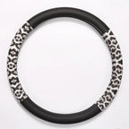 Leopard Printing Steering Wheel Cover Universal Leather Two Tone Car Interior Steering Covers Case 37-38CM Accessories CM World