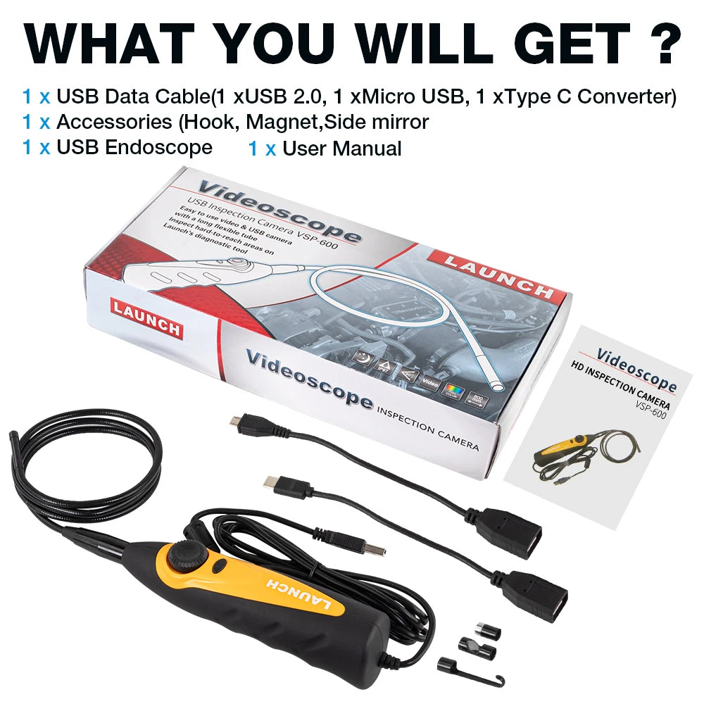 Launch VSP-600 Inspection Camera Videoscope 5.5MM VSP600 Borescope For Viewing&Capturing Video&Images of Hard-to-reach for x431 CM World
