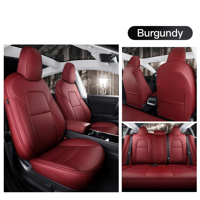 For Tesla Model 3 Y Custom Fit Car Seat Cover Accessories For Tesla 360 Degree Full Covered Perforated Artificial Leather CM World