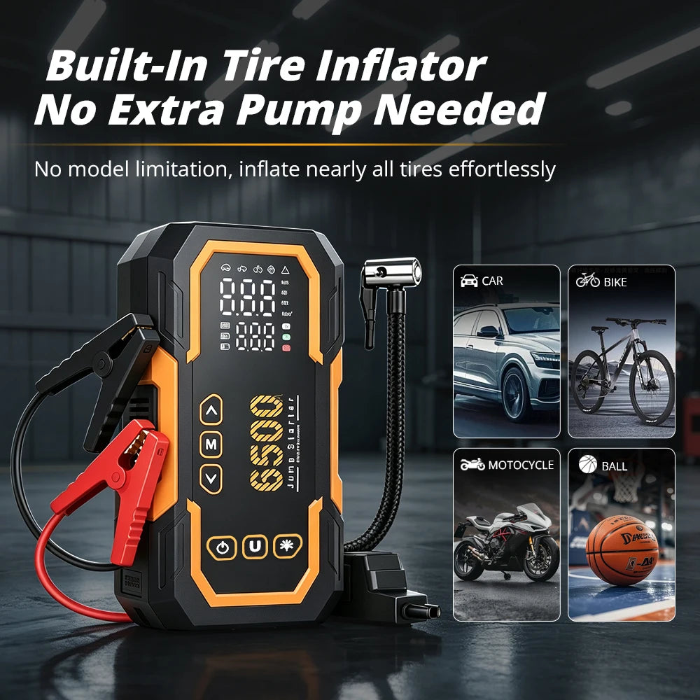 Power Bank 6500A 14V Car Battery Jumper Starter Booster Powerful Car Jump Starter Portable Charger Petrol Diesel Auto Starting Device Booster Emergency Starter Portable Power Generator Car Accessories Automotive Tools for 6.0