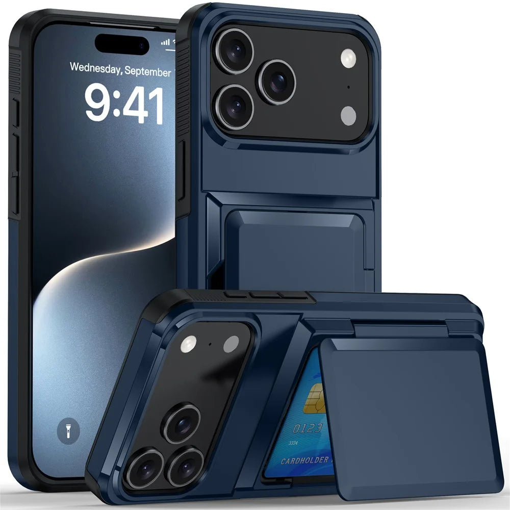 Wallet Case For iPhone 18 Pro Max 17 Pro Max 16 15 14 13 Protective Credit ID Card Holder Heavy Duty Protection Shockproof Cover