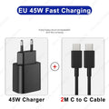 PD 45W USB C Charger Super Fast Charging Adapter For Samsung Galaxy S24 S23 S22 S25 Ultra A55 A16 A56 Phone Charger Type C Cable Car Mobile World