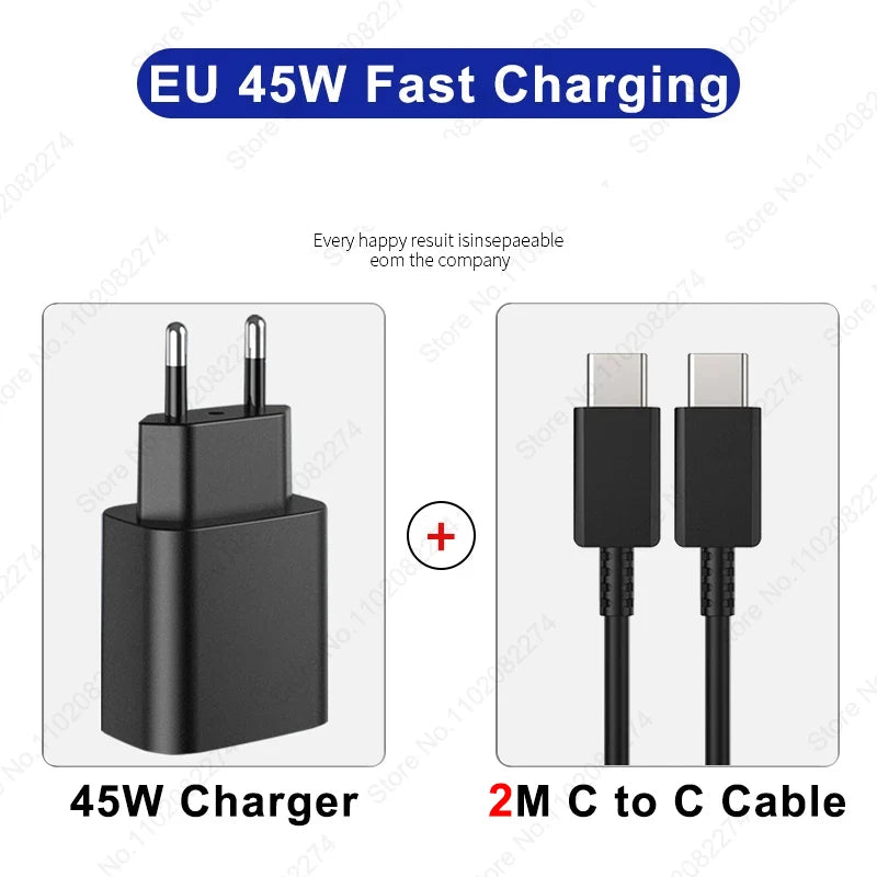 PD 45W USB C Charger Super Fast Charging Adapter For Samsung Galaxy S24 S23 S22 S25 Ultra A55 A16 A56 Phone Charger Type C Cable Car Mobile World