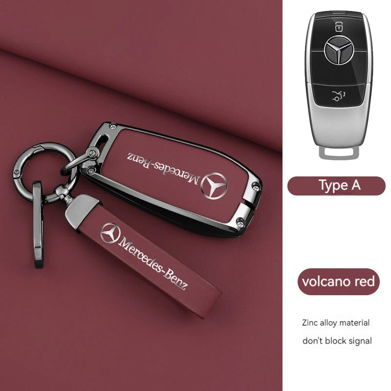 1pcs Leather Car Smart Key Case Cover Shell Fob Holder For Mercedes Benz A B C E S  R-Class C43 CLA GLB GLC GLK SLK SL Vito W20 CM World