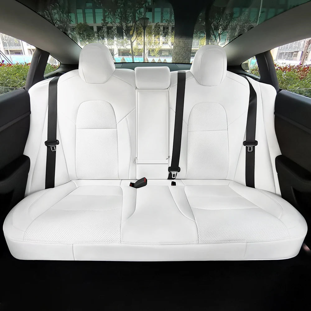 For Tesla Model 3 2017 2018 2019 2020 2021 2022 2023 Full Set Custom Vegan Nappa Leather Car Seat Covers Protector Accessories CM World