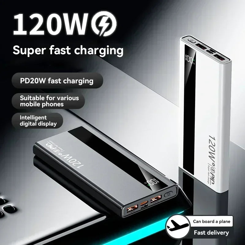 VIVO 500000mAh High Capacity Power Bank 120W Super Fast Charging External Battery Portable Battery Charger For iPhone Samsung