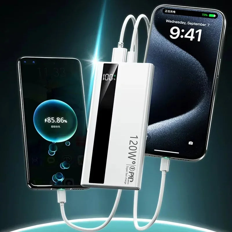 For  Xiaomi 120W 200000mAh High Capacity Power Bank Super Fast Charging Portable External Battery Power Bank For Iphone Samsung Car Mobile World