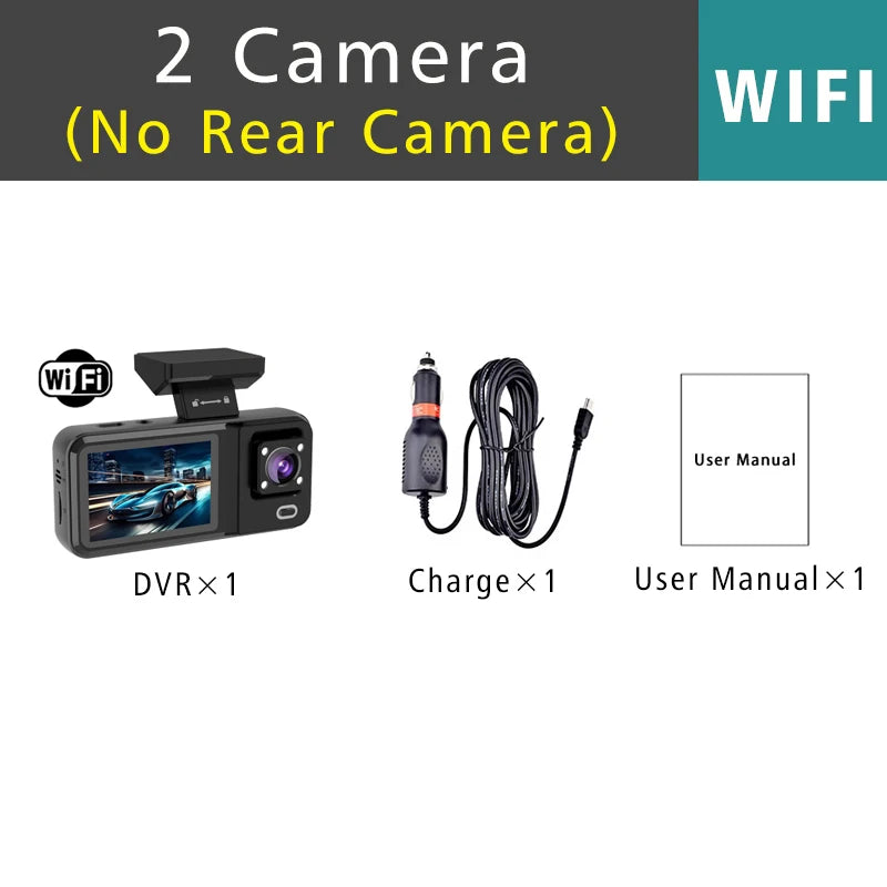 3 Channel Dash Cam for Car 1080P Video Recorder WIFI APP Dashcam Car DVR Front and Rear View Camera Night Vision car accessory