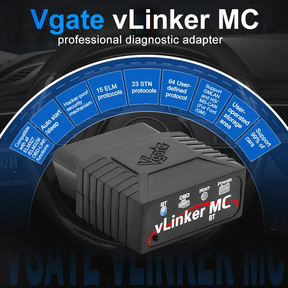 Vgate VLinker MC+ ELM 327 V2.2 OBDII Bluetooth 4.0 Car Scanner OBD2 WiFi Auto Diagnostic Tool ELM327 OBD 2 ODB2 Bimmercode