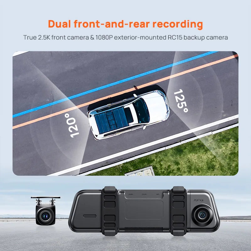 70mai Dash Cam S410 Touch Screen Full View 1944P External GPS 24H Parking Monitor Front and Backyup Car DVR Mirror 70mai S410