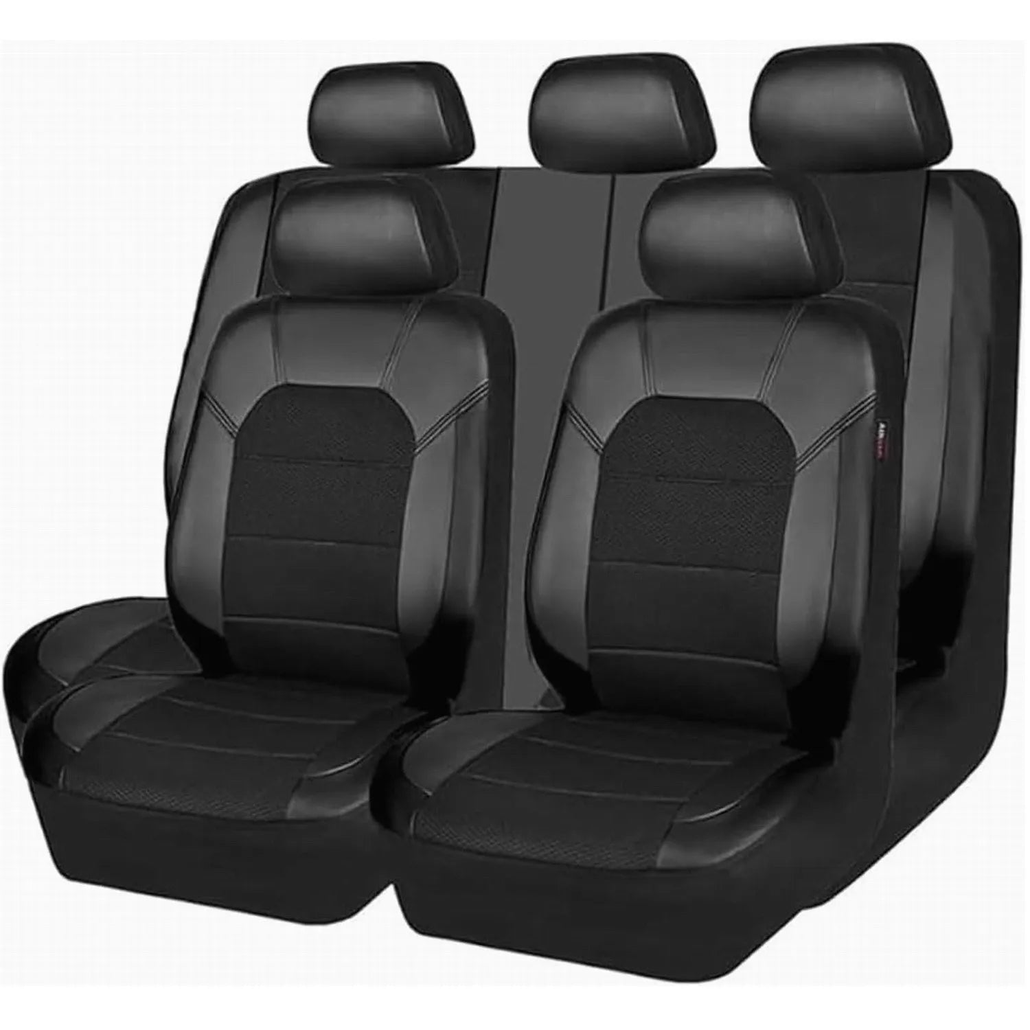9 Pcs Sandwich Stitching Polyester +Leather Universal Car Seat Cover CM World