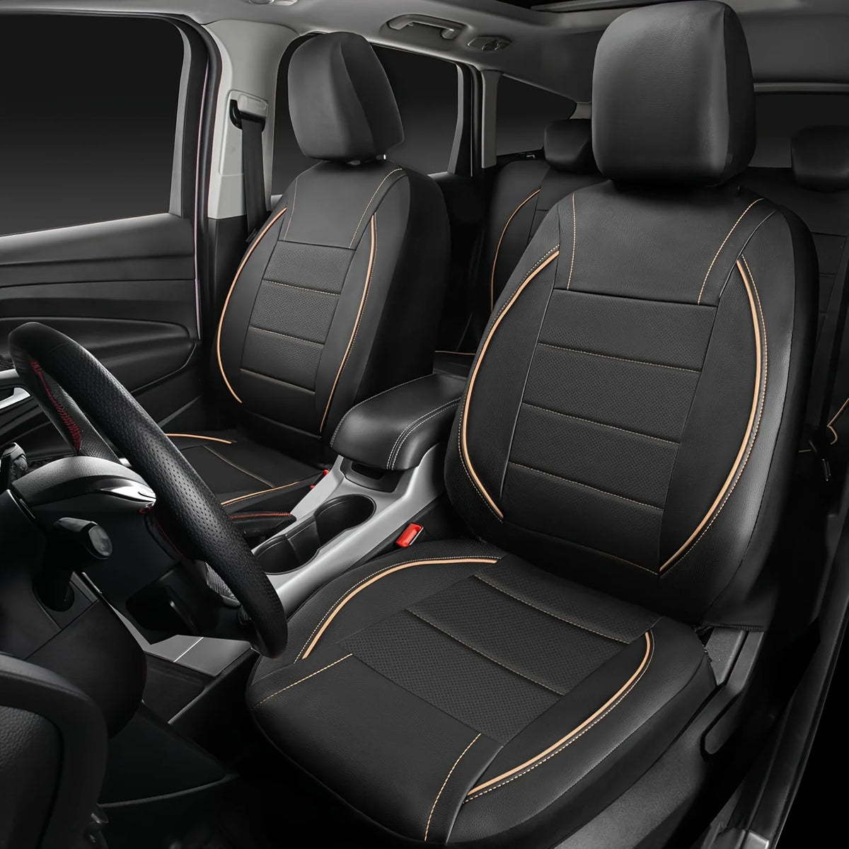 Universal Leather Car Seat Covers Simple Style Breathable  Full Set or Front Pair