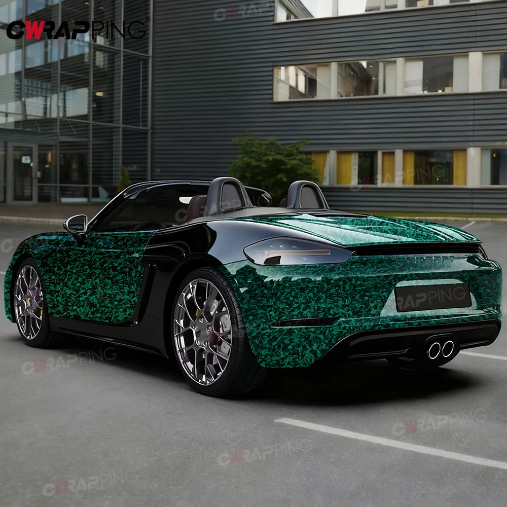 Waterproof Wrap Vinyl Car Stickers Carbon Fiber Car Wrapping Sticker Glossy Green Auto Outdoor Accessories Body Covering Film