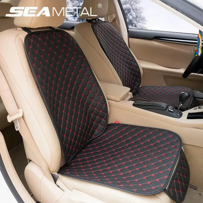 SEAMETAL PU Leather Car Seat Cover Front Rear Auto Chair Protector Backrest Waterproof Cushions Four Season for Car Accessories Car Mobile World