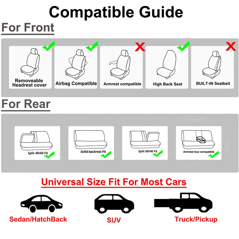 AUTOKING High Back Car Seat Covers Universal Size Fit For Most Car SUV PU Leather Spliced With Dot Jacquard Fabric Seat covers CM World
