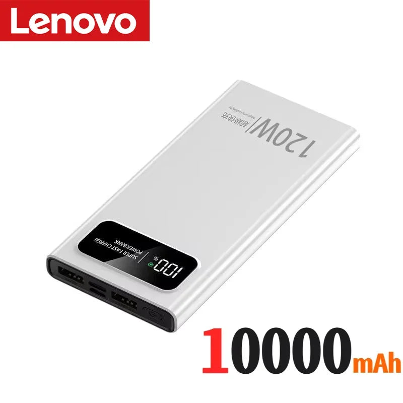 Lenovo 500000mAh Power Bank Super Fast Charging High Capacity Battery Digital Display Power Bank For iPhone Samsung Huawei Car Mobile World