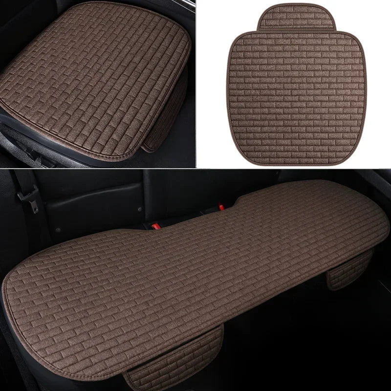 3pcs Universal Size Breathable Non Slip Car Seat Cover Front Seat Protector Cushion Linen Fabric Auto Interior Accessories CM World