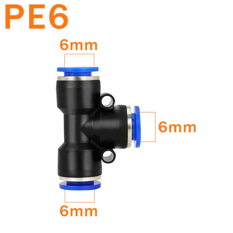 10PCS PE Air Connectors 4 6 8 10 12MM PEG Pneumatic Fitting Slip Lock Tee 3Way Plastic Pipe Water Hose Tube Quick Connector