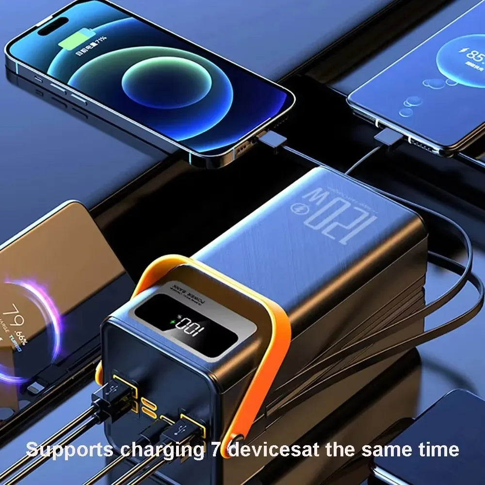 120W 150000mAh Fast Charging Power Bank Large Capacity Outdoor Mobile Power Supply External Spare Battery for Outdoor Camping Car Mobile World