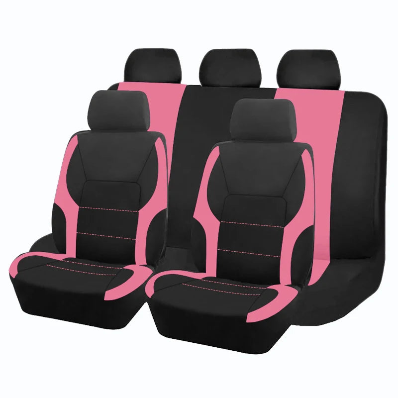 AUTO PLUS Sports Universal Polyester Car Seat Cover Set Fit Most Car Plain Fabric Bicolor Stylish Car Accessories Seat Protector CM World