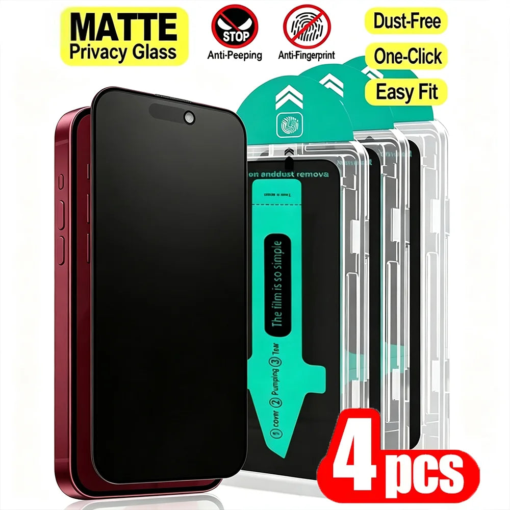 4PCS Full Cover Matte Privacy Screen Protector For iPhone 18 Pro Max 18 Pro Dust Free Installation Protector Tempered Glass Film
