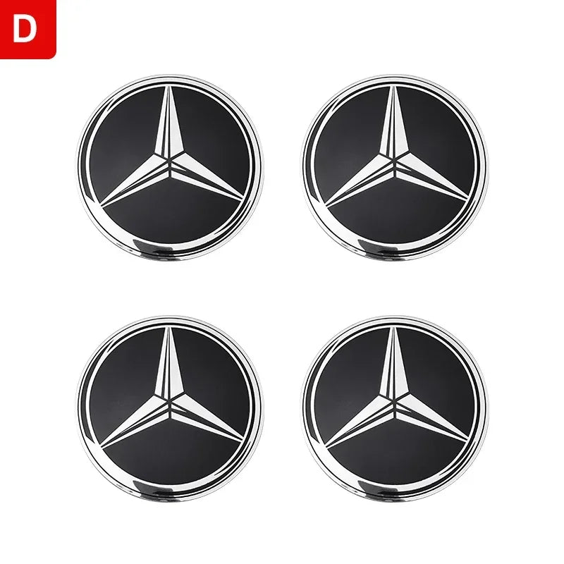 56mm60mm65mm75mm Car Wheel hub Center Cap Badge covers sticker 4pcs Mercedes Benz W204 W205 W212 W213 W177 W176 W117 X253 W247 CM World