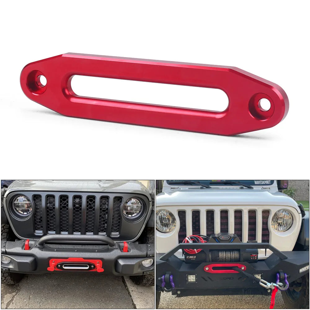 10 inch Billet Polished Aluminum Bolt-Pattern Hawse Fairlead Synthetic Winch 8000-15000 LBs for ATV/UTV Rope Cable CM World