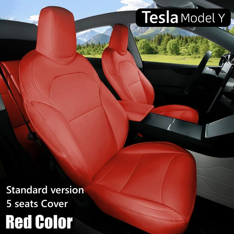 For Tesla New Model Y Juniper 2025 2026 Car Seat Cover Nappa Leather & 8 Grade Anti Fouling Wholesale Price Interior Accessories