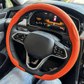 Leather D cut Auto Steering Wheel Cover Ultra-Thin Breathable Non-Slip D Shape Sport Car Steering Wheel Protector Accessories CM World
