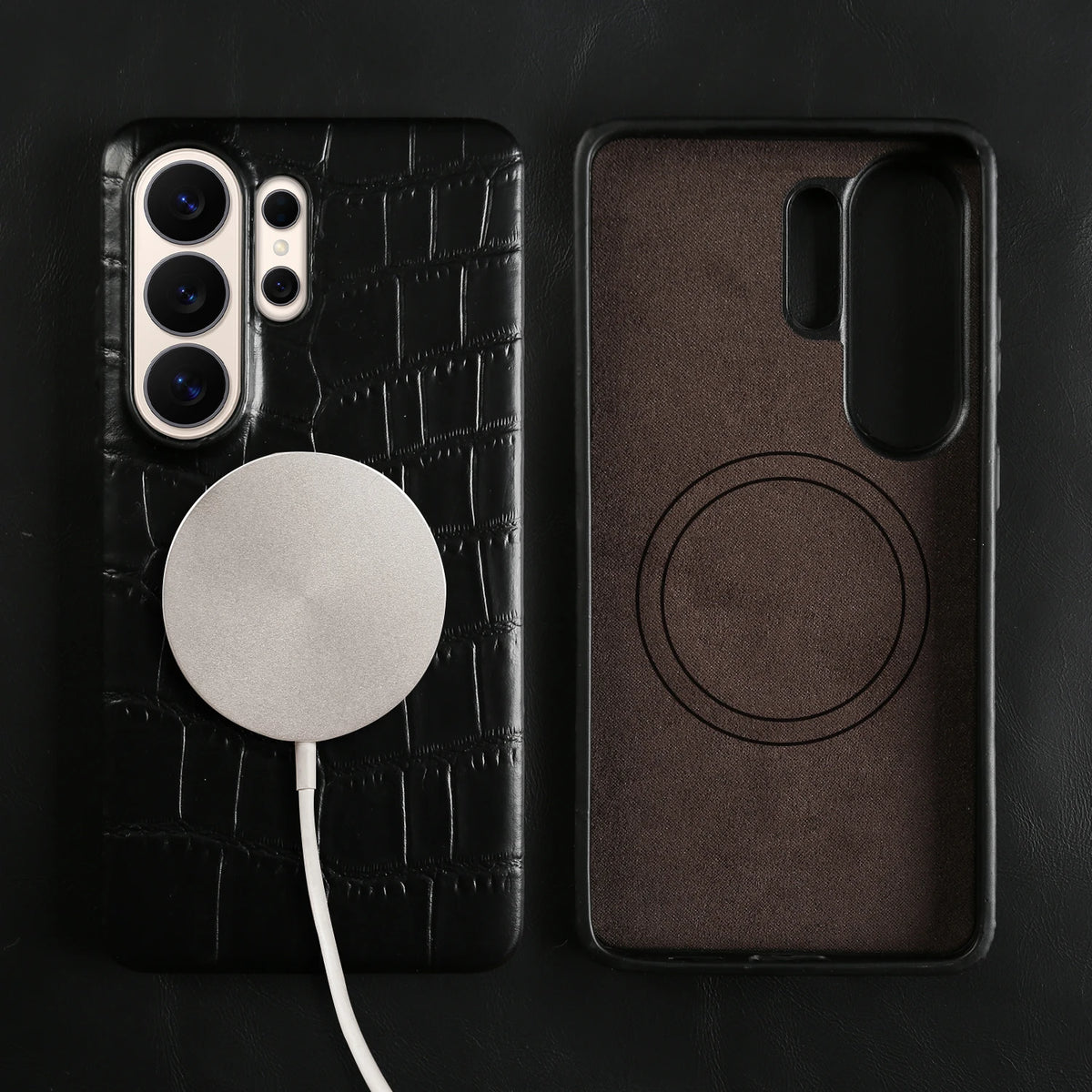 Magnetic Genuine Leather Case for Samsung Galaxy S26 S25 Ultra S23 FE S22 S24 S26 Plus Phone Back Cover Case for Magsafe Shell