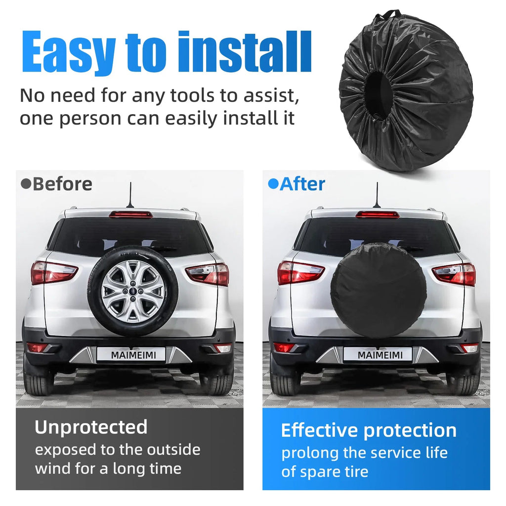 1/2/4PCS Car Auto Wheel Tire Cover Weatherproof Dust-Proof 4x4 Overland Vehicle Spare Tire Cover Case Bag Polyester CM World