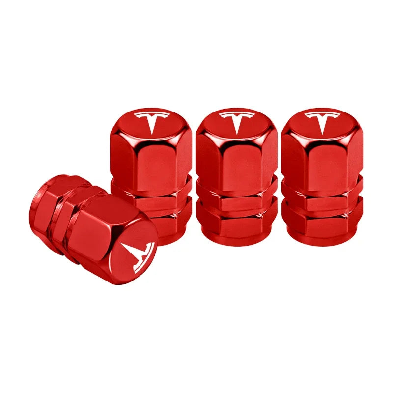 4pcs Metal Car Wheel Tire Valve Stem Caps Cover For Tesla Model 3 Y S X Cybertruck Juguete Sticker Coil SpaceX Auto Accessories