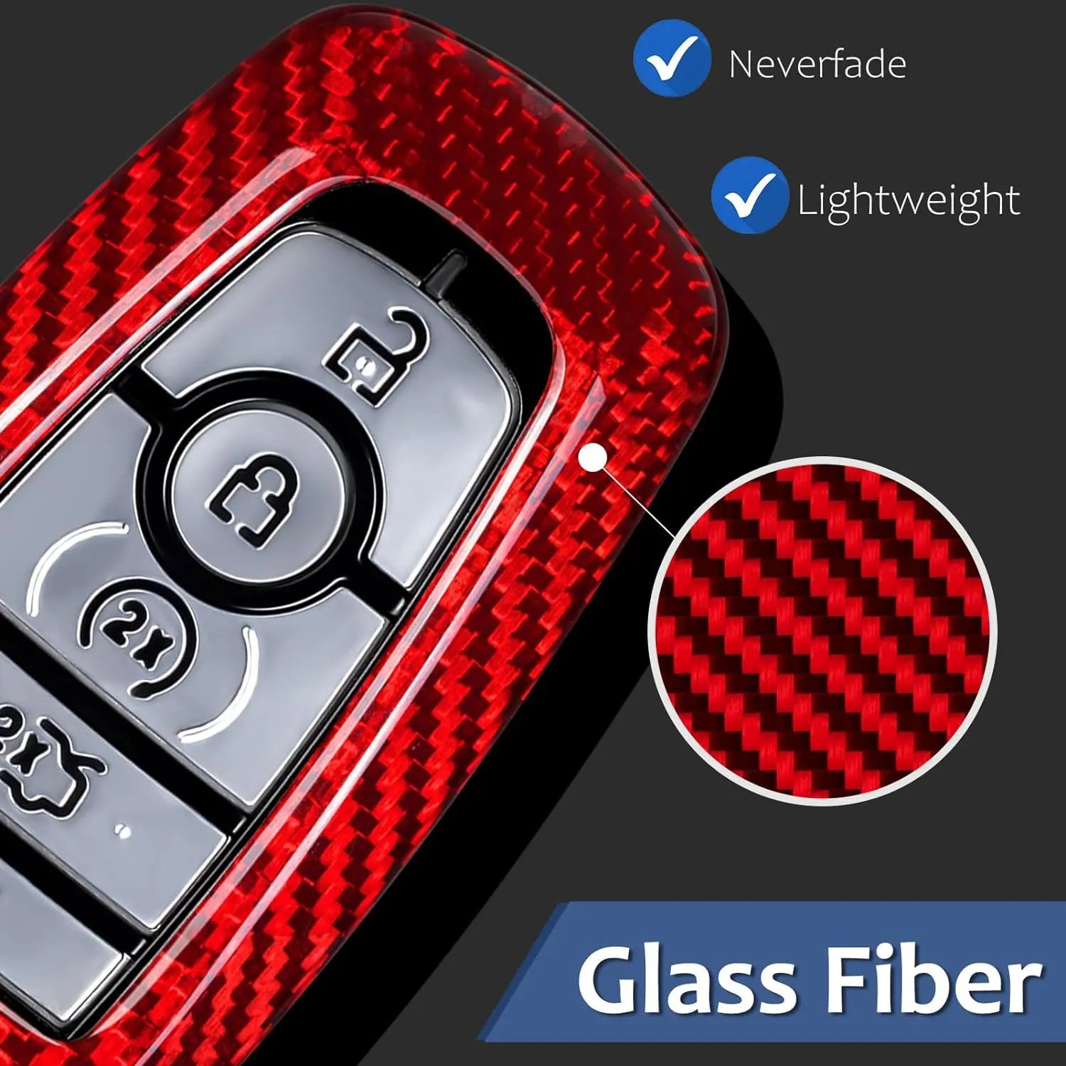 for Ford Bronco Key Fob Cover with Keychain, Carbon Fiber Key Case Shell for Ford F150 & Raptor,for Ford Bronco Sport Smart Key CM World