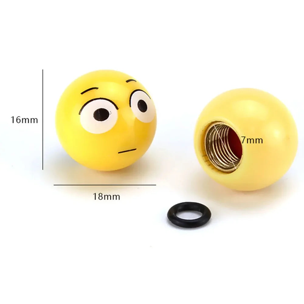 4Pcs Universal Bicycle Motorbike Car Tire Valve Cap Wheel Dust Covers Valve Stem Caps Modified Expression Sphericity Cap Covers CM World