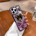 For iPhone 16 Pro Max Luxury Flash Glitter Butterfly Love Mirror Plating Frame Phone Case For iPhone 13 14 15 Plus 17 Air Cover